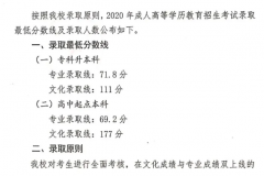 2020年广东成人高考星海音乐学院录取最低分数线
