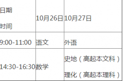广东梅州市2019年成人高考考试时间为10月26日-27日