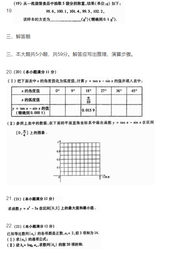 2005年广东成人高考高起点《数学(文)》真题(图3)