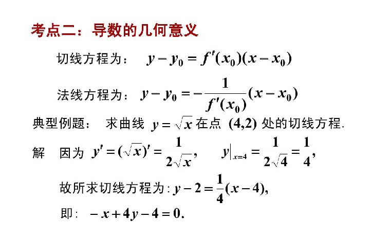 广东省2020年成人高考专升本高数（二）必备知识：导数的几何意义(图1)