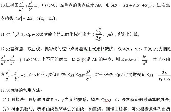 2011年成人高考数学圆锥曲线知识精讲